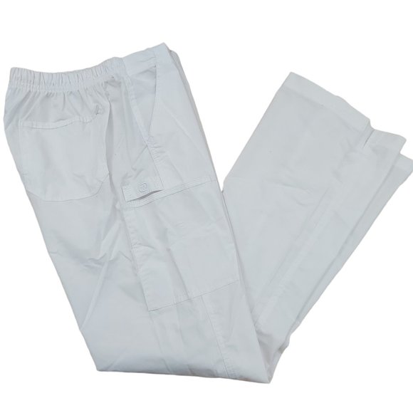 WoderWink Scrub Pants Flare Leg Elastic Waist Lightweight White Womens Size XS - Picture 3 of 10